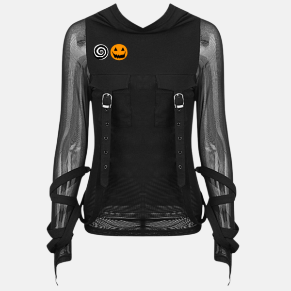 Dark Arts Spooky Hooded Black Mesh Hoodie